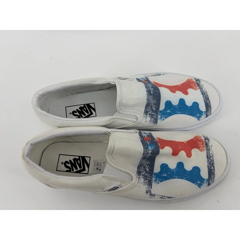 VANS Slip-On Canvas Sneakers Graphic Gear Print, M (9) W (10.5) NWOT